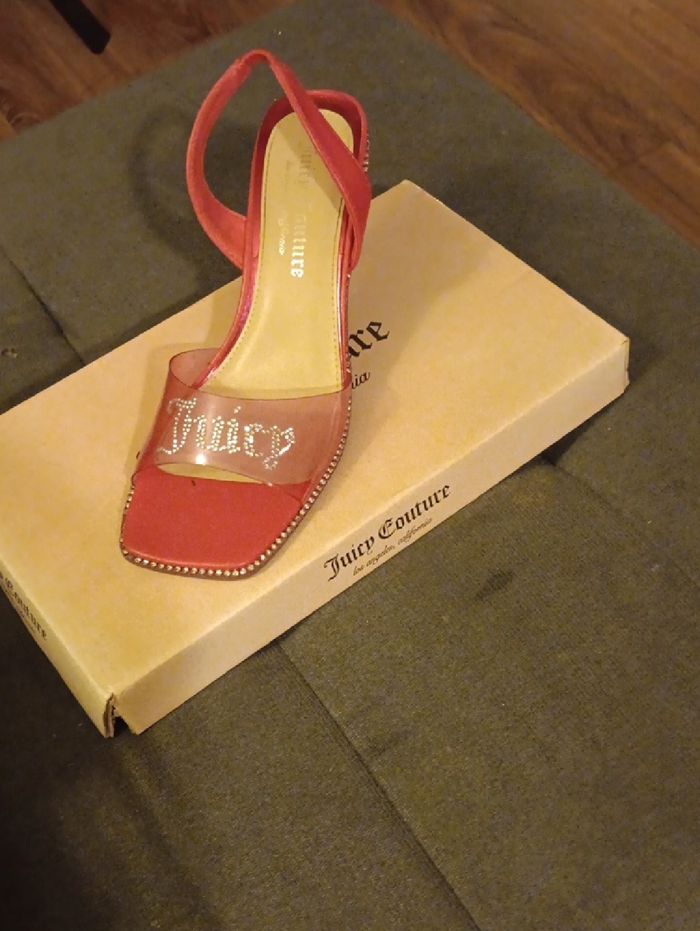 Juicy Couture Red Slingback Sandal with Rhinestone Logo